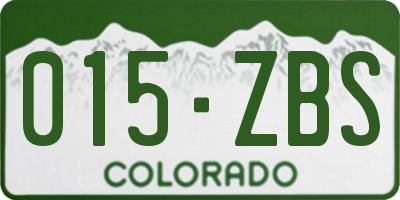 CO license plate 015ZBS