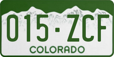 CO license plate 015ZCF