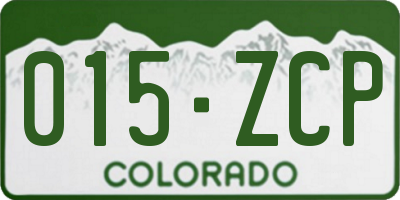 CO license plate 015ZCP