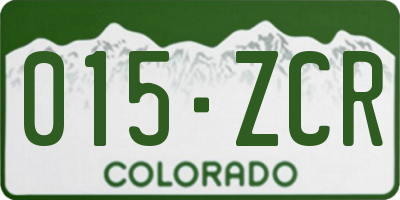 CO license plate 015ZCR