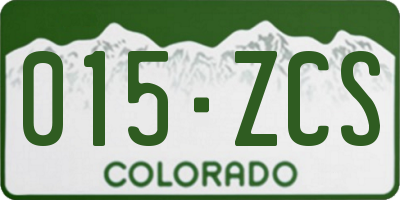 CO license plate 015ZCS