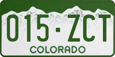 CO license plate 015ZCT