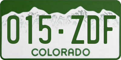 CO license plate 015ZDF