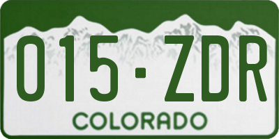 CO license plate 015ZDR