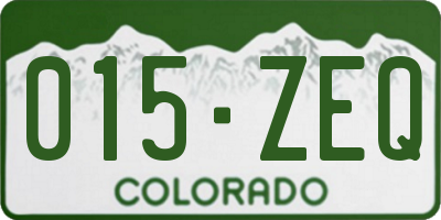 CO license plate 015ZEQ