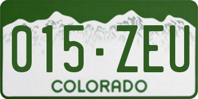 CO license plate 015ZEU