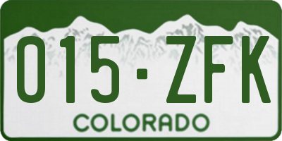 CO license plate 015ZFK