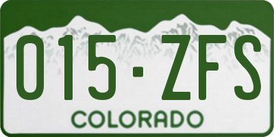CO license plate 015ZFS