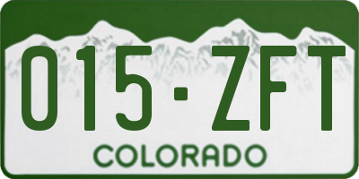 CO license plate 015ZFT