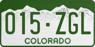 CO license plate 015ZGL