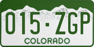 CO license plate 015ZGP