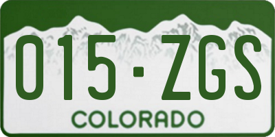CO license plate 015ZGS