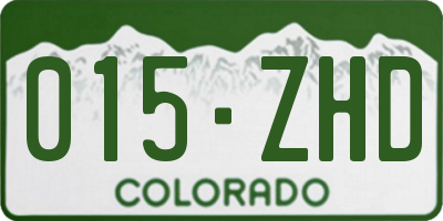 CO license plate 015ZHD