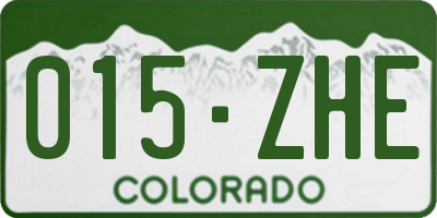 CO license plate 015ZHE