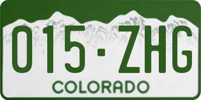 CO license plate 015ZHG