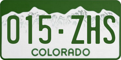 CO license plate 015ZHS