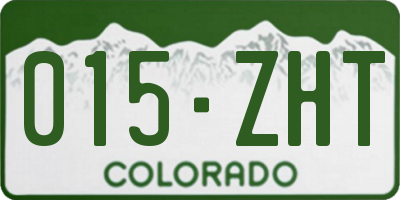 CO license plate 015ZHT