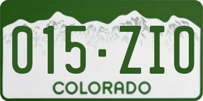 CO license plate 015ZIO