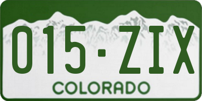 CO license plate 015ZIX
