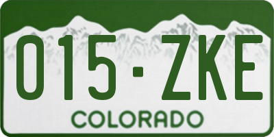 CO license plate 015ZKE