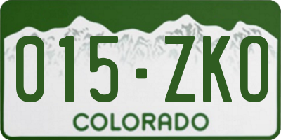 CO license plate 015ZKO
