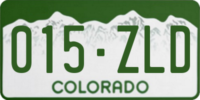 CO license plate 015ZLD