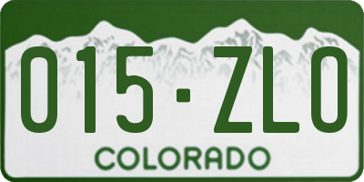 CO license plate 015ZLO