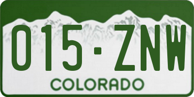 CO license plate 015ZNW