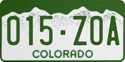 CO license plate 015ZOA
