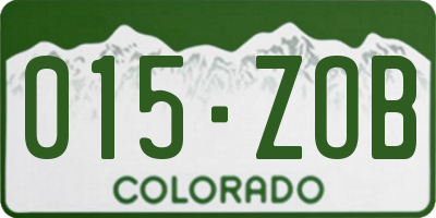 CO license plate 015ZOB