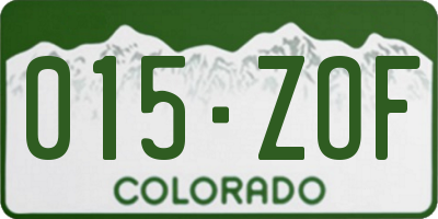 CO license plate 015ZOF