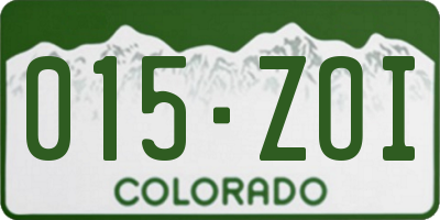 CO license plate 015ZOI
