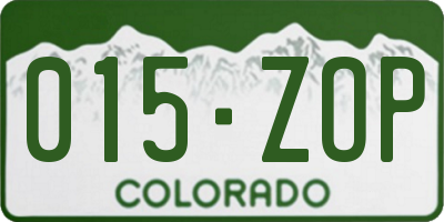 CO license plate 015ZOP