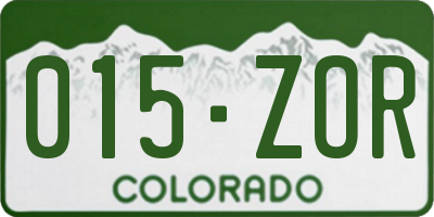 CO license plate 015ZOR
