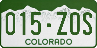 CO license plate 015ZOS