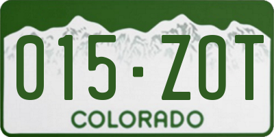 CO license plate 015ZOT