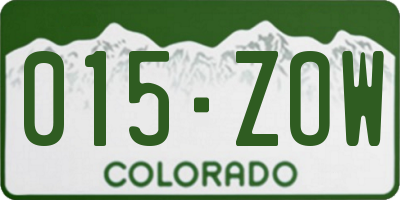 CO license plate 015ZOW