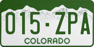 CO license plate 015ZPA