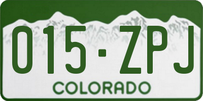 CO license plate 015ZPJ
