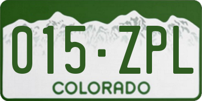 CO license plate 015ZPL