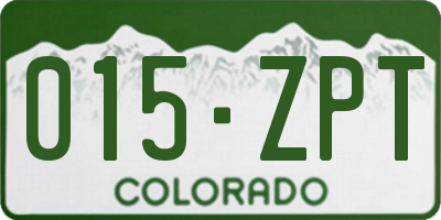 CO license plate 015ZPT