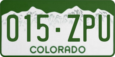CO license plate 015ZPU