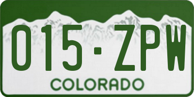 CO license plate 015ZPW