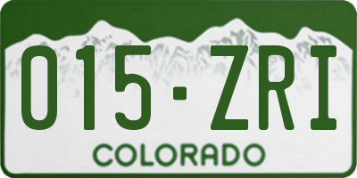 CO license plate 015ZRI