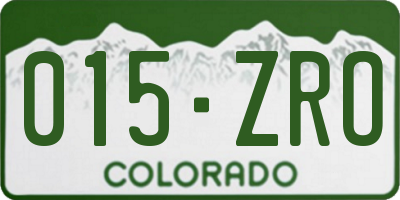 CO license plate 015ZRO