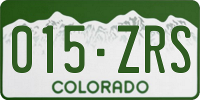 CO license plate 015ZRS