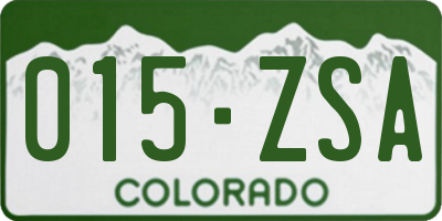 CO license plate 015ZSA