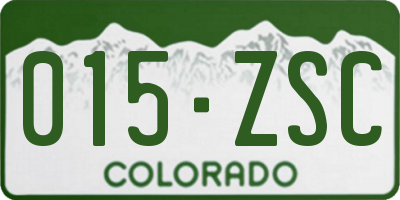 CO license plate 015ZSC