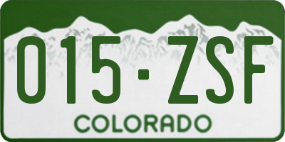 CO license plate 015ZSF