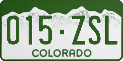 CO license plate 015ZSL